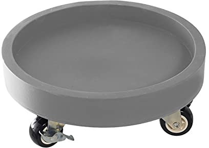 Jardinière ronde mobile avec roulettes faciles à déplacer pour l'intérieur et l'extérieur - Support roulant pour plantes avec roulettes et plateau - Gris - 20 cm