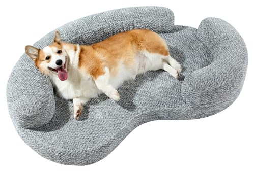 DogTender Orthopedic Memory Foam Dog Bed for Medium Sized Dog - Washable & Waterproof & Removable Warm Couch - Round Calming Bed for Anxiety Relief (43 x 29 x 8 Inch)