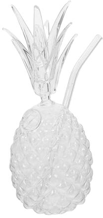 SMASOLO Verres à Cocktail Forme De Ananas Verre Transparent Avec Pailles Tasses à Jus Et Boissons Pour Bar Fête Et Décoration Maison