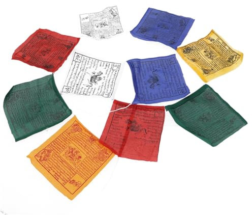 GURU SHOP Drapeau de prière tibétain 10 fanions - 3,10 m/coton - Taille : 1 pièce