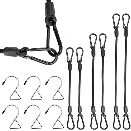 LPZMPZ Spanngummi mit Karabiner 6 Stück Expander mit Karabinerhaken | Expander mit Haken 30 60 90cm gummiband mit karabiner Schwarz für Sonnensegel, Tarps, Garten, Fahrrad, Auto, Camping, Ladung