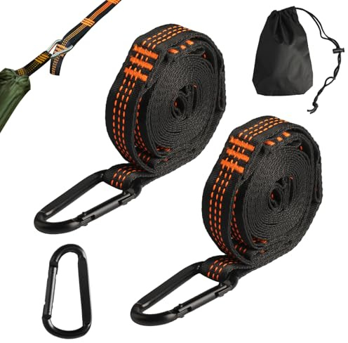 2STK Hängematte Befestigung Set,Schaukel Befestigung Hängematten Aufhängung | Gurte,Camping Hängesessel, generic Outdoor Hängematten Befestigung Schaukel Aufhängung Gurt Kit+3 Hakenkarabinern,max 200 kg