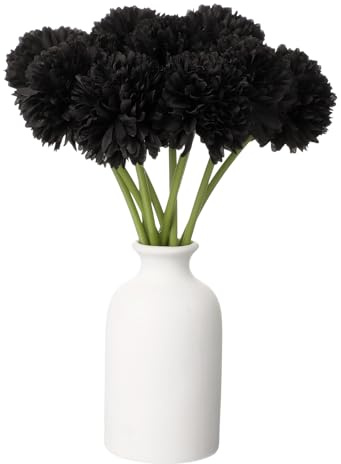 QUARKZMAN 10pcs Flores Artificiales De Bola De Crisantemo Ramo De Flores Falsas De Crisantemo Flores De Seda Falsas para Decoración De Hogar Jardín Boda Fiesta, Negro