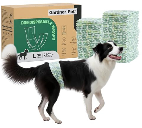 Gardner Pet Einweg-Hundewindeln für Rüden, 30 Stück, L | Nässeindikator, 6 Lagen auslaufsicher, Hochsaugfähig, Für Welpentraining, Markieren, Inkontinenz, Reisen