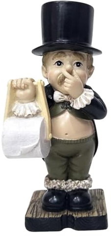 Bathroom Decor, Toilet Butler Funny Toilet Paper Holder Resin Figures 11x4x5 Boy Holding Nose Bathroom Paper Holder Modern Sculptures Home Decor for Home Shelf Table Desk, Style 2...