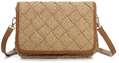 EVEOUT Bolso Bandolera de Paja Tejido Mujer Verano Casual Boho Bolsos de Hombro Rafia Sintética Trenzada para Playa Vacaciones Diario
