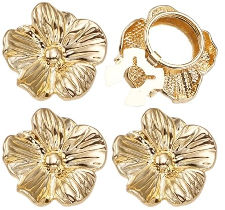 4 stycken knappskydd med blommönster, avtagbara dekorativa knappkåpor med klämstängning, zinklegering manschettknappar för skjorta och, flickor, kvinnor