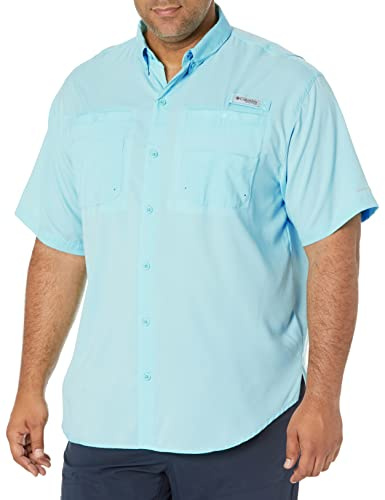 Columbia Mens PFG Tamiami II Short Sleeve Fishing Shirt, Gulf Stream, Large