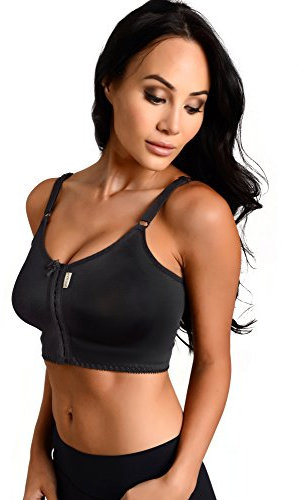 MACOM Signature Post Surgical Bra - Front Fastening - No Cup Size Needed (Black,36)