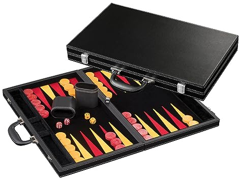 Philos 1735 - Donousa, groß, Backgammon, Kunstleder, schwarz, rot, gelb
