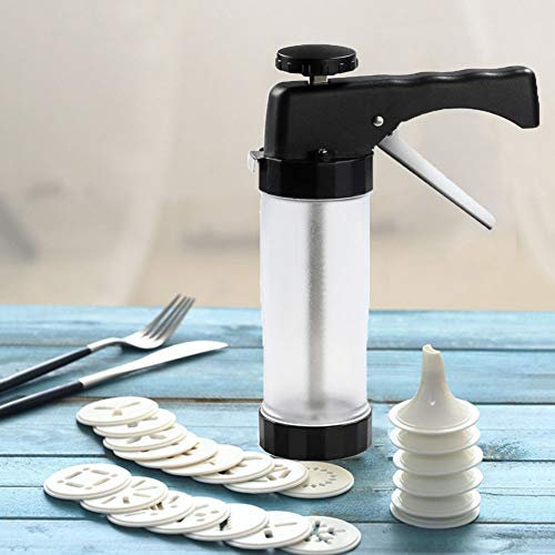 fcya Macchina del creatore del Biscotto di DIY,Pressa per Dolci in Acciaio Inox con 16Ugelli e 6 Muffa,Pressa per Biscotti Sparabiscotti per Decorazioni Tortanegro