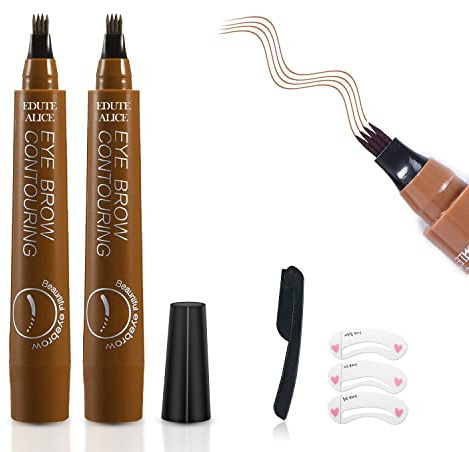 Augenbrauenstift, Ksndurn 2 Stück Hellbraun Eyebrow Pencil – Wasserfester Augenbrauen-Tattoo-Stift mit Mikro-Gabelspitze, natürlich aussehende Augenbrauen