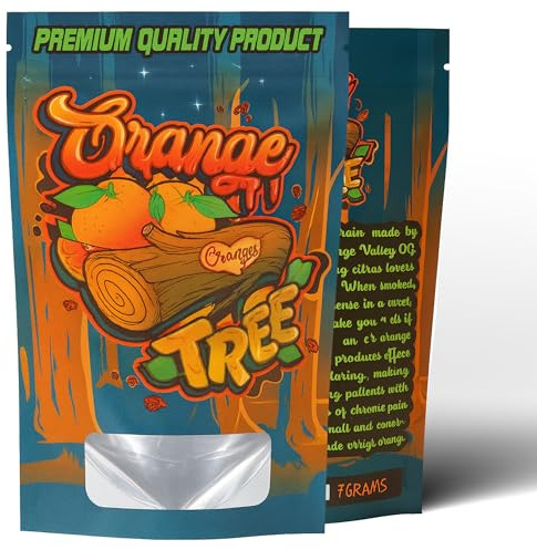 Orange tree mylar bags 3.5g smell proof packaging x25