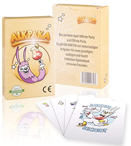 Alkpaka - Partyspiel - Kartenspiel - Spieleabend - Spiel JGA - Hausparty - WG-Party - Partygeschenk - Geschenkidee - lustiges Geschenk
