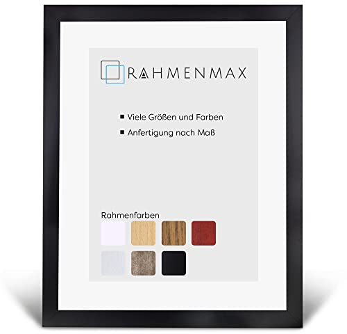 RahmenMax® Morena Bilderrahmen 45x55 cm zum Aufhängen/Bilderrahmen Maßanfertigung möglich/Posterrahmen aus MDF/Bilder Rahmen in Schwarz Matt mit klarem Acrylglas/Puzzle Rahmen