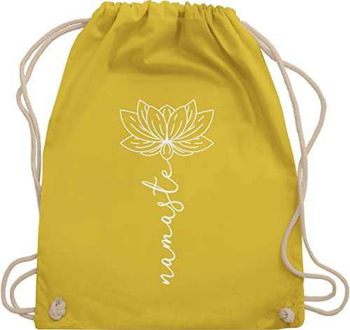 Turnbeutel Rucksack - und Wellness Geschenk - Namaste Lotusblüte Yoga Chakra - Unisize - Gelb - welness geschenke meditation joga stoffrucksack yoga-tasche spirituelle blume sportbeutel flower