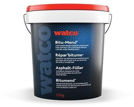 Watco Répar'bitume enrobé à froid pour réparation rapide des nids de poule sols bitume, (25kg, Noir)