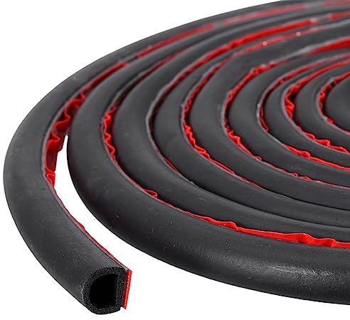sourcing map D-Shape Door Rubber Seal Strip, 0.35x0.31 Foam Automotive Weather Stripping with Self-Adhesive for Cars, Truck, Door Window, Boats Soundproof Insulation Sealing (6.56Ft)