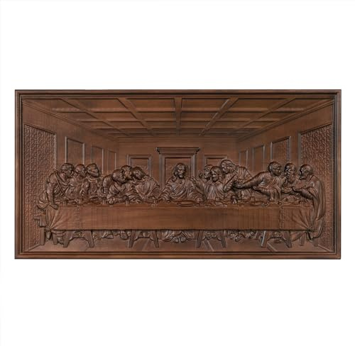 bgcarpenter The Last Supper Wall Decor, Handmade Wooden Jesus Plaque, Last Supper Wall Art for Dining Room Home Decor - 20 Inch