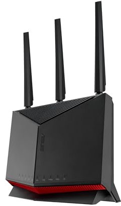 ASUS RT-BE86U BE6800 Router Wi-Fi a doppia banda, supporta 4096-QAM, MLO, riconoscimento KI-WAN, AiMesh, sicurezza di rete senza abbonamento e funzioni VPN complete, Guest Network Pro, Gaming
