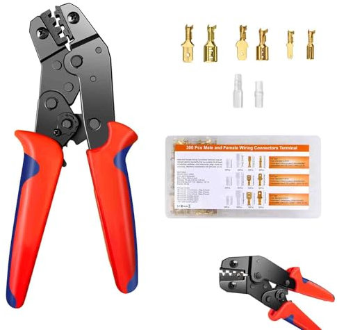 Crimpzangen Aderendhülsen Set, Kabelschuhe Set mit Zange 300 Stück, Kabelschuhzange Crimpzange, Presszange, Aderendhülsen Zange 0,5-2,5 mm² Ergonomischer Griff Crimp Tool