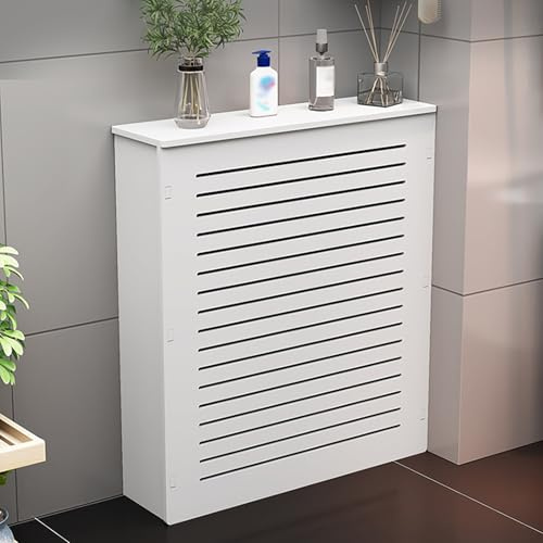 ZIHESY Cubre Radiadores, Blanco Lacado Revestimiento Protector, con Estante Y Panel Decorativo Elegante Y Moderno, para Radiador Horizontal, para Sala de Estar Dormitorio(90x70x20cm/35.4x27.6x7.9in)