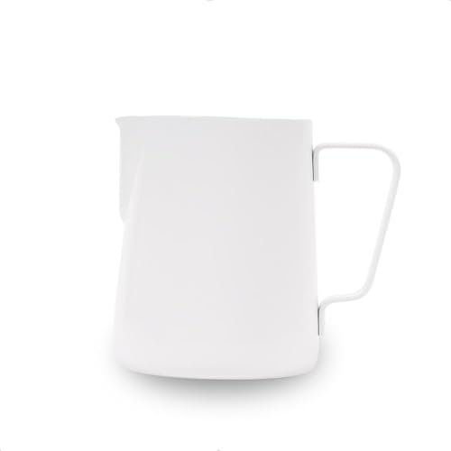 watchget Brocca schiumalatte in acciaio inox, 350 ml, per cappuccino, latte art, accessori per macchine da caffè, bricco montalatte, bianco crema lucido