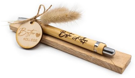 VmG-Store Holz Kugelschreiber als Geschenkidee zum Muttertag Mama Vatertag Geburtstag Papa Oma und Opa Arbeitskollege Freundin Freund (Ohne Wunschname, 22 Bester Kollege)