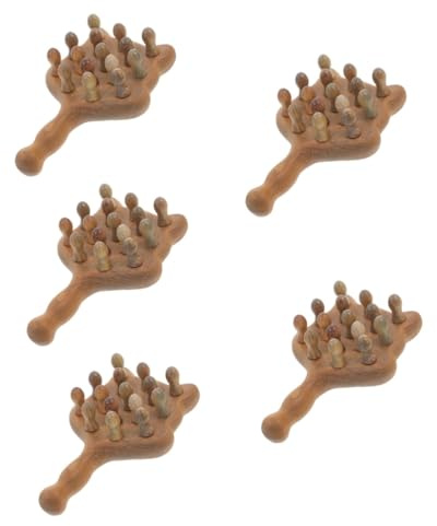 Healeved 5 Stück Katzenmassagekamm kopfhautpflege kopfhautmassage Praktischer Massagekamm Fänger ölige Pflegemittel Zahn Massagekamm für den Körper Einfacher Massagekamm Sandelholz Brown