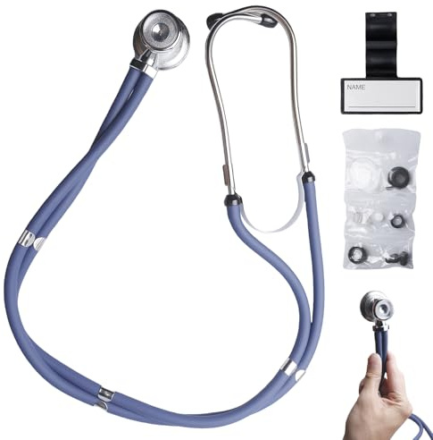 WIYETY Estetoscopio multifuncional doble cabeza estetoscopio: estetoscopio cardiología de acero inoxidable para médicos, enfermeras, estudiantes de medicina (azul)