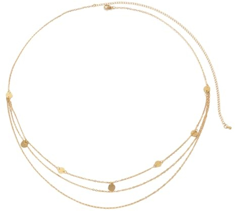 TEHAUX Chaîne de Corps Bijoux de Ventre Ajustable Métal Doré Femme Plage Été Élégante Fine Taille Légère