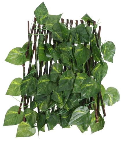 HEANUJJ Siepe Artificiale da Esterno Foglie Finte di Edera Verde, Rete Decorativa in Legno e Plastico Estensibile per Giardino e Spazi Outdoor