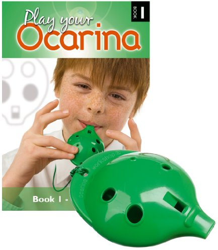 Plastic OCARINA set, Green 4-hole, with Play Your Ocarina Book 1