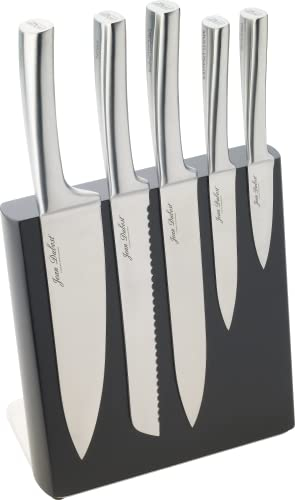 Pradel Jean Dubost 18522 Bloc Météor Façon Wengé + 5 Couteaux de Cuisine, Argent,noir