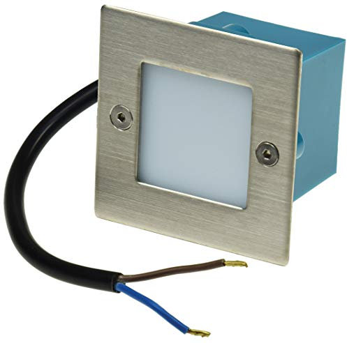 LED Lampada da incasso a parete in acciaio inox quadrato bianco freddo 230 V 1,5 W luce di scale IP54, Stadio di luce