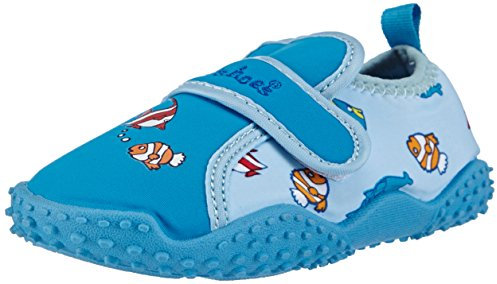 Playshoes Badeschuhe Fische mit höchstem UV-Schutz nach Standard 801 174761, Jungen Aqua Schuhe, Blau (original 900), 32/33 EU