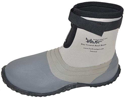 ForEverlast Ray-Guard Reef Wading & Fishing Boots Generation II for Men and Women, Grey, Size 6, Hard Soled Vulcanized Rubber Bottom, Neoprene, Lightweight, Waterproof