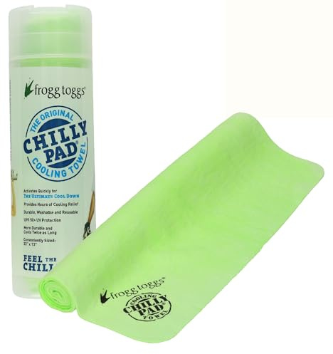 FROGG TOGGS Chilly Pad, Instant Cooling Towel, long lasting, reusable, Sports and Outdoors Neck Towel 33x13, Hivis Lime Green