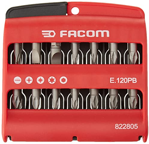 FACOM - Jeu d'Embouts de Vissage 28 pièces - E.120PB - Coffret avec Embouts Plats, PH, PZ Torx et à Six Pans - Polyamide PA66 - Haute Résistance - Mallette - Outillage à Main