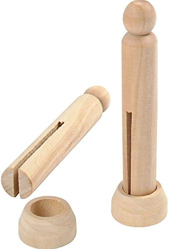 DELETE - 5 Wooden Dolly Pegs with Stands - Peg Doll Crafts