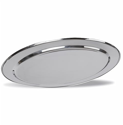 Plateau de Service Ovale en Inox Brillant 25 à 50 cm - Pujadas