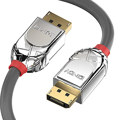 LINDY - Cable DisplayPort HDMI 1.2 Cromo Line de 0.5 Metros, Display Port 4k@60Hz 1.2 21.6G 3D 4k 1080p 240Hz 144Hz 120Hz 1.4 2.2 Compatible con TV, Monitor, Xbox, Gaming, PC, PS, Blu-ray, Soundbars