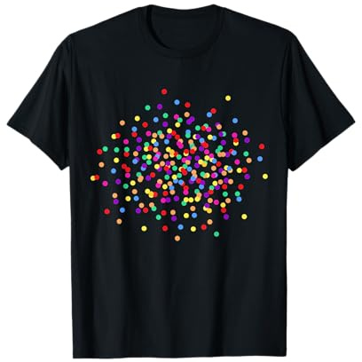 Konfetti T-Shirt - Damen & Unisex Kinder - Schwarz - Kurzarm - S - Regulär - Geburtstag - T-Shirt