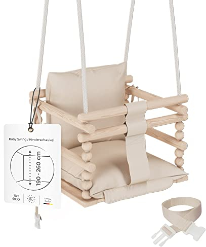 MAMOI® Babyschaukel, Schaukel Indoor, Holzschaukel für Baby und Kinder, Kinderschaukel, Schaukeln aus Holz, Kleinkinderschaukel für kinderzimmer und türrahmen, 3 in 1