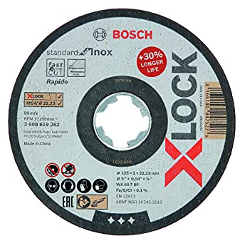 Bosch Professional 1x Disco de Corte Recto Standard for Inox (para Inoxidable, X-LOCK, Ø 125 x 1 mm, Accesorios Amoladora)