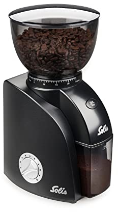 Solis Scala Zero Static 1662 Elektrische Kaffeemühle - Coffee Grinder - Espressomühle mit 24 Mahlgradeinstellungen - Schutz Gegen Statischen Kaffee - Kaffeebohnenbehälter 300 Gramm - Schwarz
