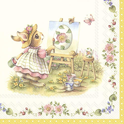 20 Servietten M?rchenhafte Malerei zu Ostern | Hase | Tischdeko 33x33cm