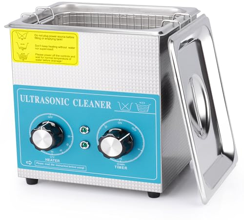 stonylab Ultrasonic Cleaner, 304 Stainless Steel All-purpose Ultrasonic Cleaner with Mechanic Control Panel of Heating and Timer for Laboratory 40kHz 220V, 2L