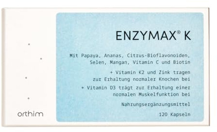 ENZYMAX® K - 120 Kapseln - Mit Papaya, Ananas, Citrus-Bioflavonoiden, Selen und Biotin + Vitamin K1 trägt zur Erhaltung normaler Knochen bei - vegan, glutenfrei, laktosefrei