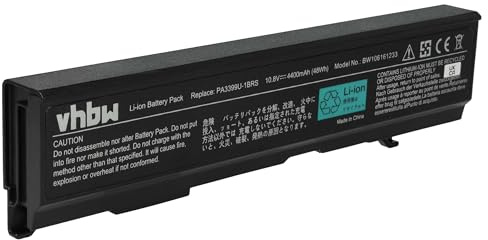 vhbw Akku Ersatz für Toshiba PA3399U-2BRS | PA3399U-2BAS, PA3399U-1BRS, PA3399U-1BAS für Notebook (4400 mAh, 10,8 V, Li-Ion)